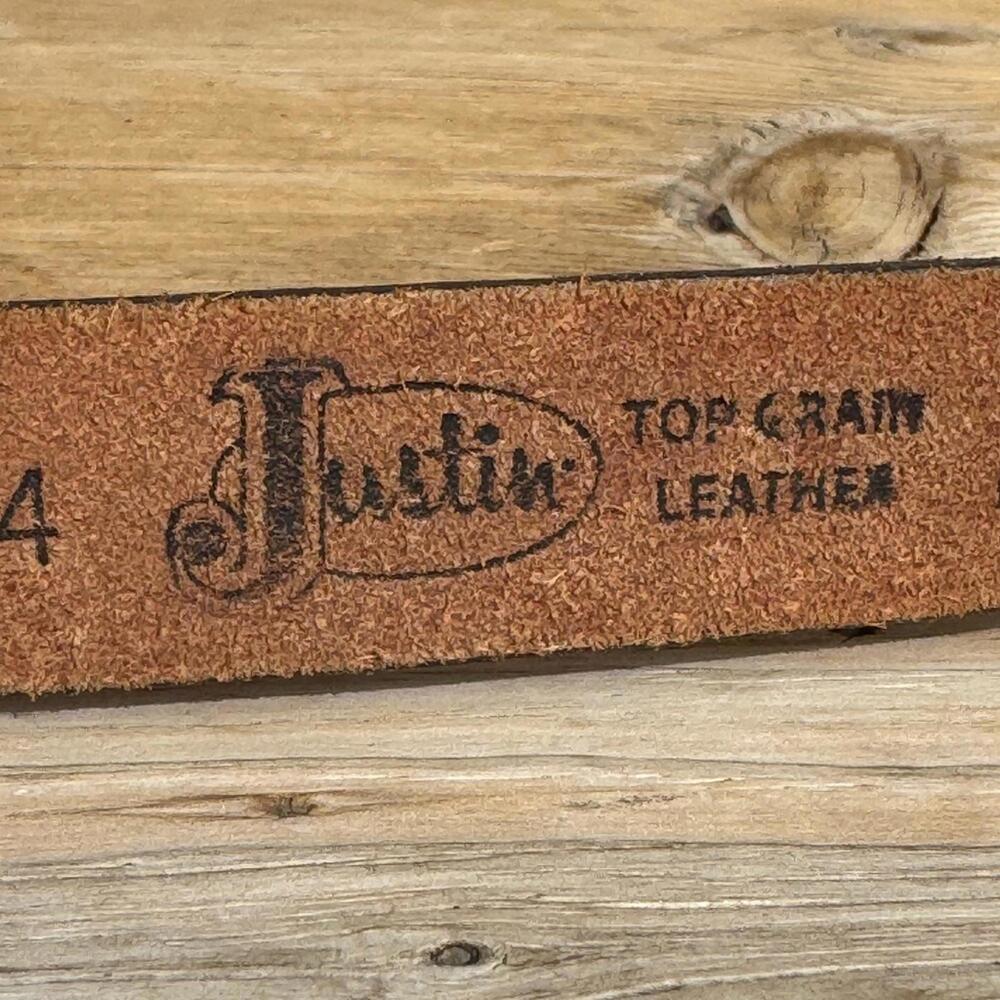 Justin Boots Brown Belt with Silver Buckle - Picture 5 of 10